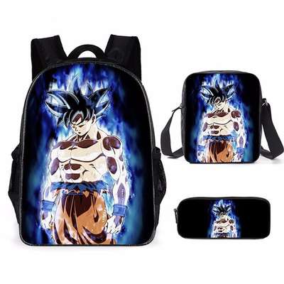 Amazon New Cartoon Dragon Ball Backpack Schoolbag Satchel Shoulder Bag Pencil Bag Three-piece Set