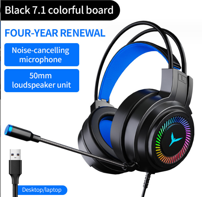 Factory direct batch computer headset 7.1 channel eating chicken wired headset G58 head-mounted game headset with microphone