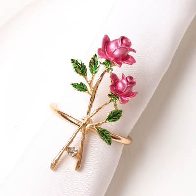 Western-style Valentine's Day rose oil dripping diamond napkin ring alloy napkin ring hotel table mouth cloth ring napkin buckle