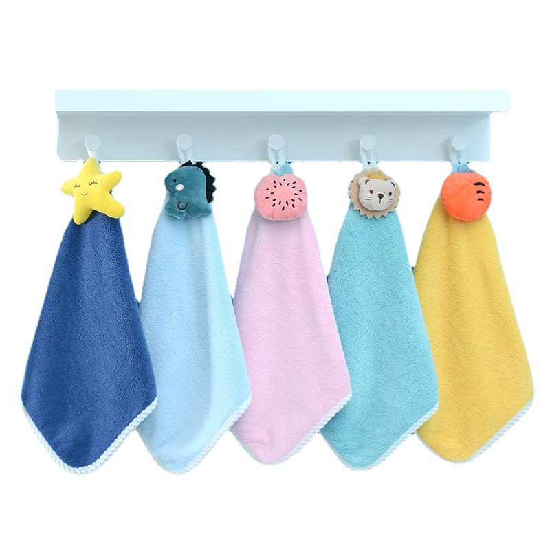 Children's towel wholesale cartoon hand towel small towel small square towel hanging type a wash towel absorbent kitchen towel