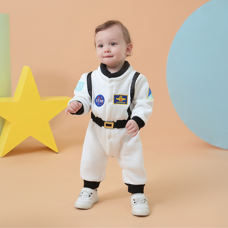 White Space Suit Space Suit Children's Hoodie Baby Boy's One-piece Suit Performance Suit Spring and Autumn