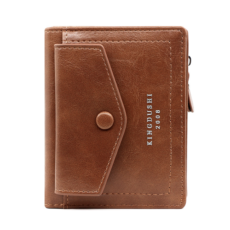 Kingdushi New Men's Wallet Short Zipper Vertical Thin Card Bag Fashionable Multi-Card Mini Coin Purse