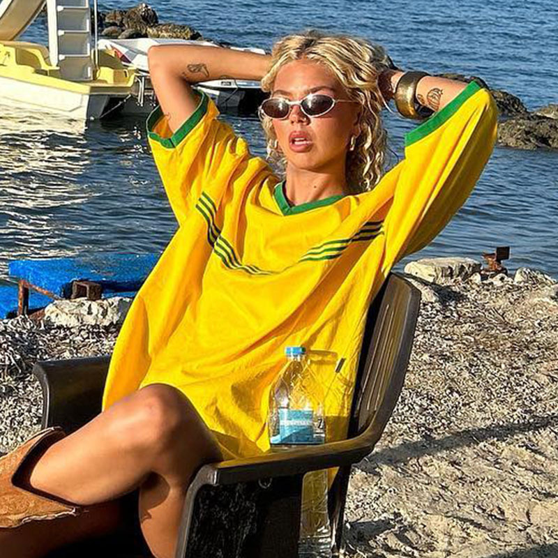 Hip hop European and American spring and summer New 2023 Women's round neck casual letter print simple style loose short sleeve t-shirt