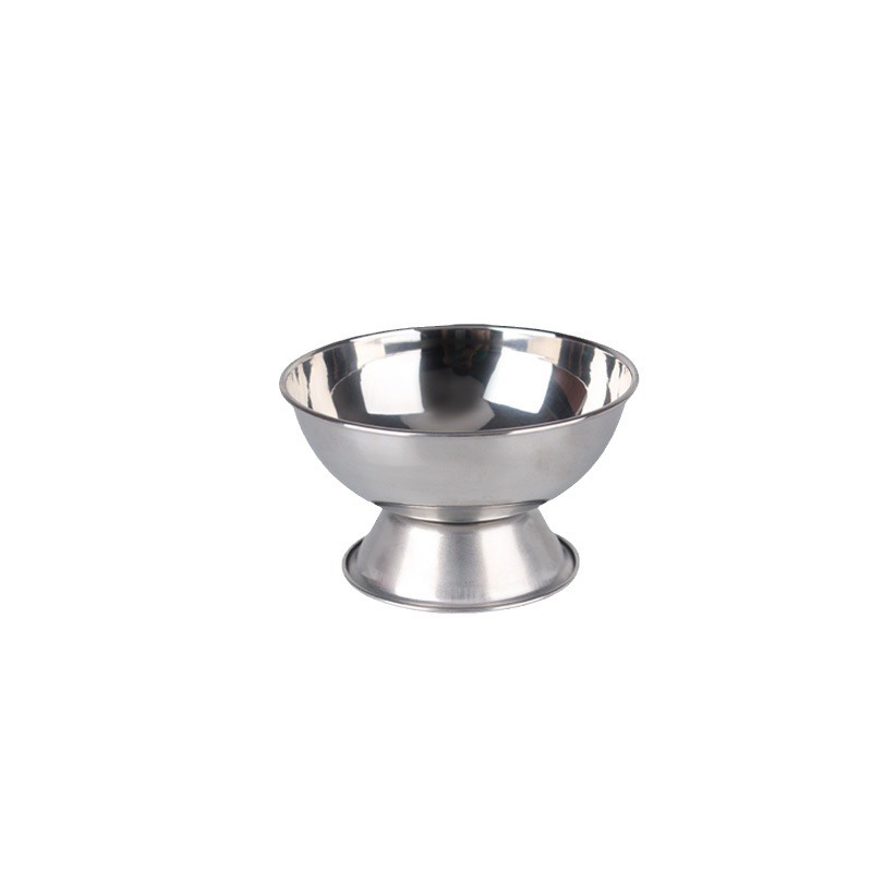 Stainless steel cup ice cream cup dessert ice shaved snowball Cup high foot base multi-purpose pet feeding drinking bowl