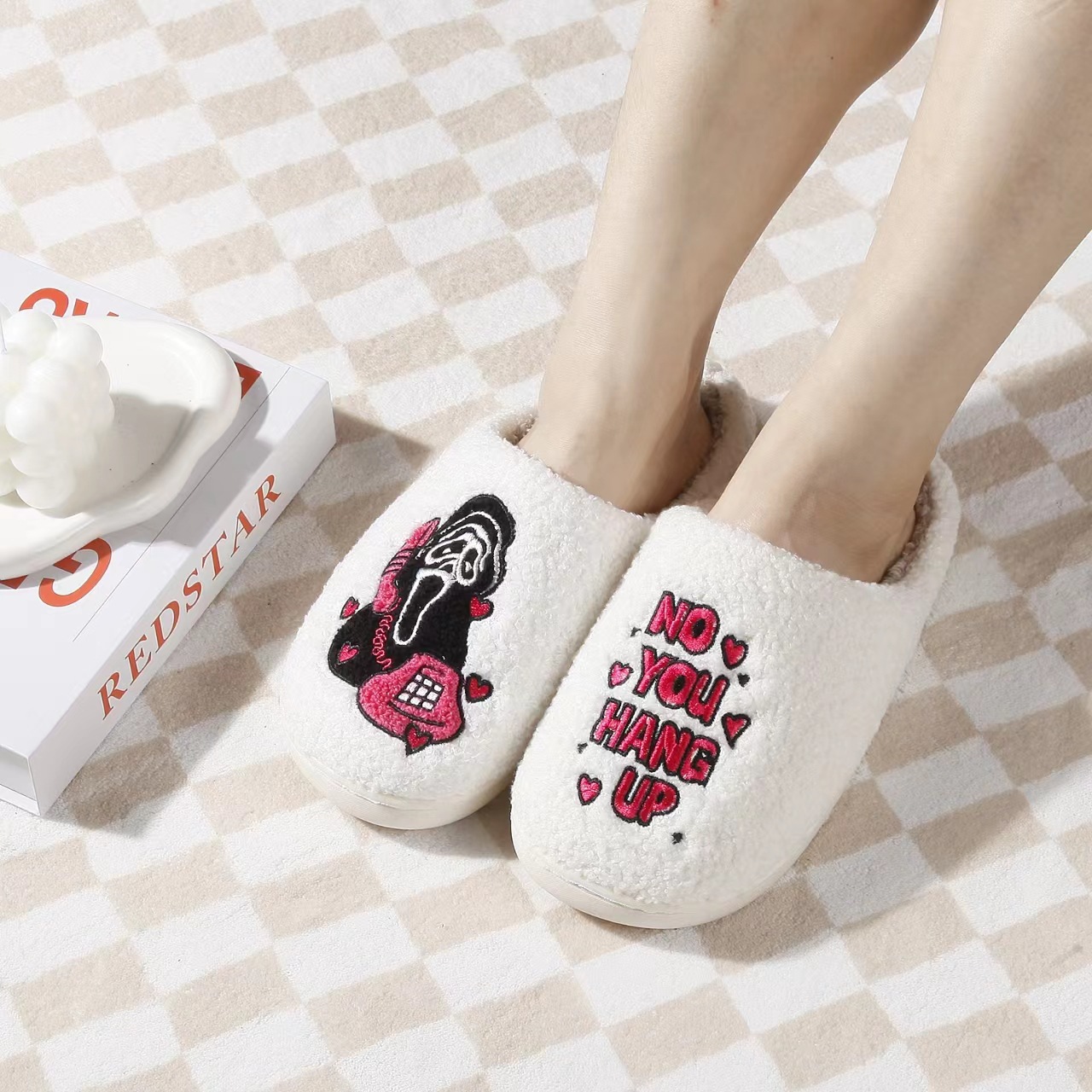 New home Halloween warm winter cotton slippers couple men and women thick bottom soft sole shoes thick non-slip cute