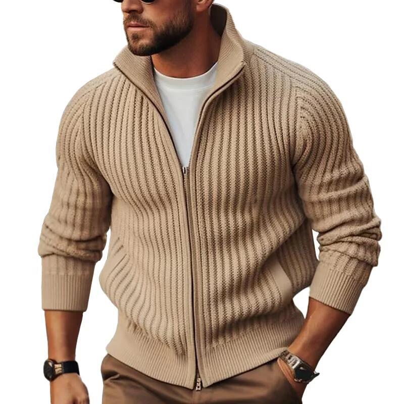 2023 Spring and Autumn New cardigan sweater men's Korean-style fashionable zipper outerwear sweater coat men's fleece-lined thickened winter
