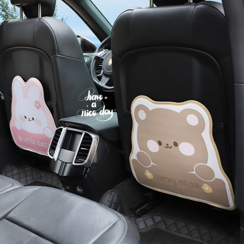 Car seat anti-kick pad cute Tulip car rear protection anti-dirty pad cartoon car interior supplies