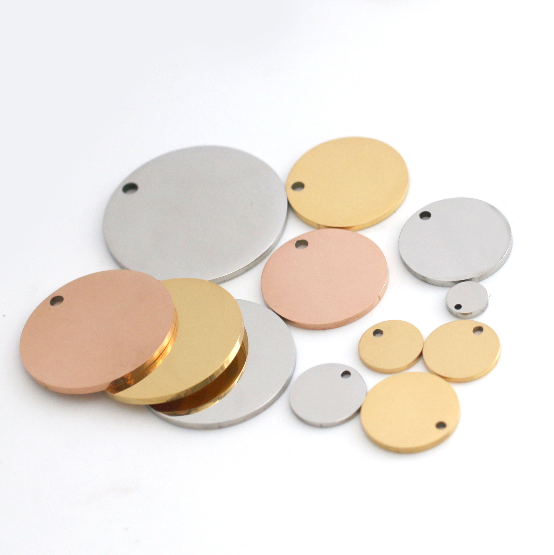 Stainless Steel Mirror Finely Polished Round Brand Pendant Engraving Round Round Piece Dog Brand Jewelry Accessories Vacuum Plating - ShopShipShake