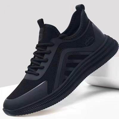 Cross-border Men's Sneakers Breathable Trendy Korean Casual Shoes Student Running Shoes Soft-soled Black All-match Shoes for Men