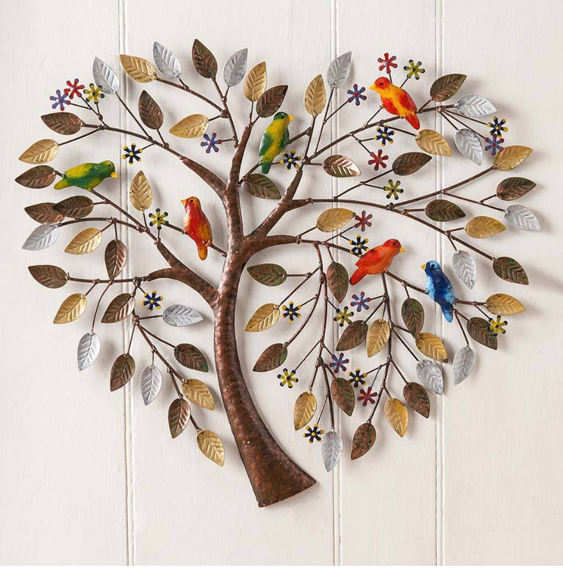 跨境Heart Tree Metal Wall Art 心形樹壁掛牆壁裝飾生命之樹裝飾
