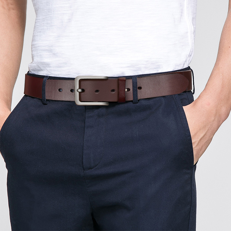 Belt Men's Genuine Leather Casual Simple Pin Buckle Cowhide Belt Fashionable Trousers Belt Men's Business All-match Men's Pants Belt