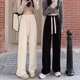 Autumn and Winter New Chenille Cream Pants Women's 2023 Corduroy High Waist Straight Drawstring Wide Leg Pants Dose Casual Pants