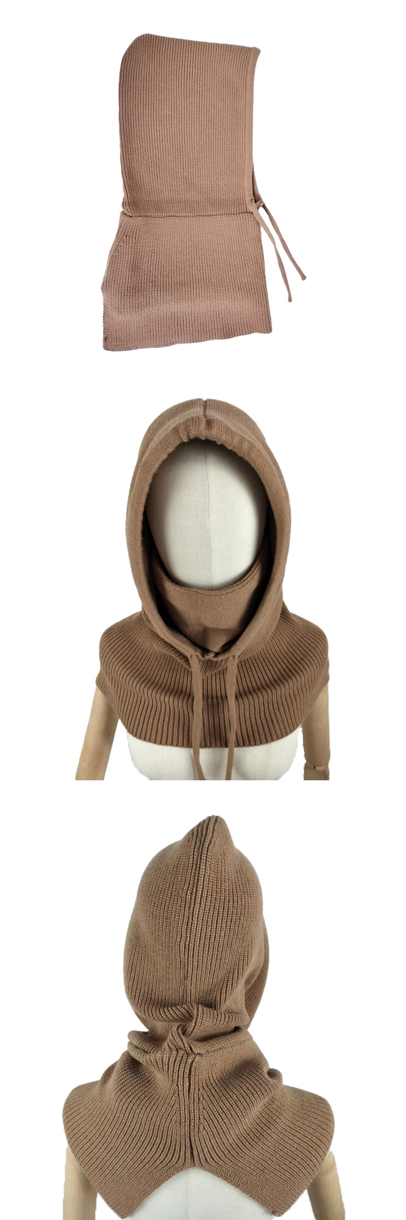 Pălărie all-in-one eșarfă mască groasă de iarnă stil coreean culoare solidă tricotată rezistentă la frig Cap Internet Celebrity cald pulover Cap femei șal_voghion.com