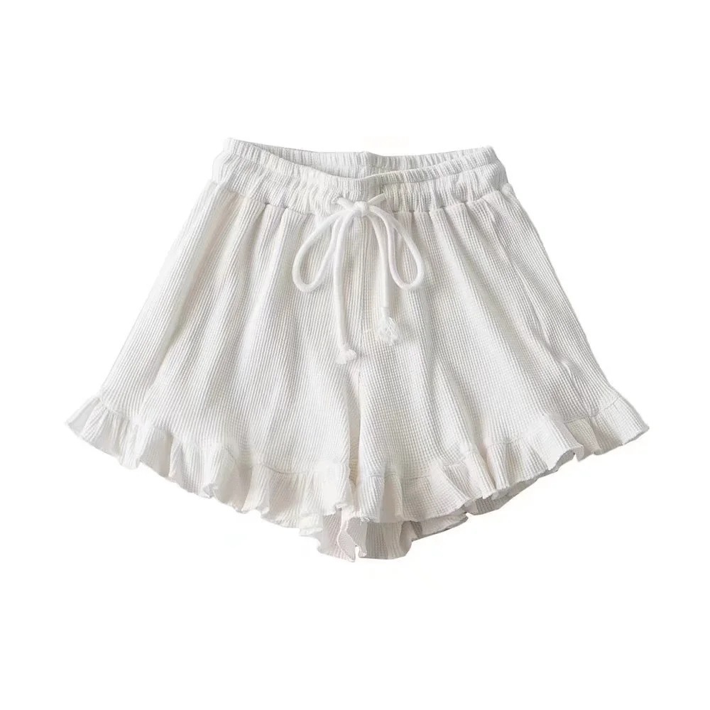 All-match Casual Women's Lace Waffle Shorts Fashionable 2022 Summer New Arrival Spring Waist Sports Pants Hot Pants