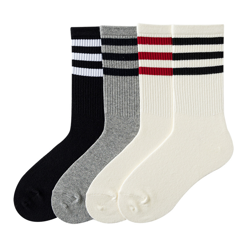 SUPRSOX early spring new socks men's personality simple striped mid-barrel sports socks European and American three-bar fashionable socks