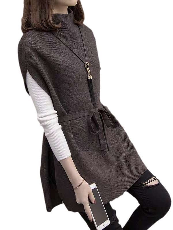 Half-turtleneck Mid-length Waistcoat Women's 2023 Autumn New Loose Sweater Western-style Pullover Sweater
