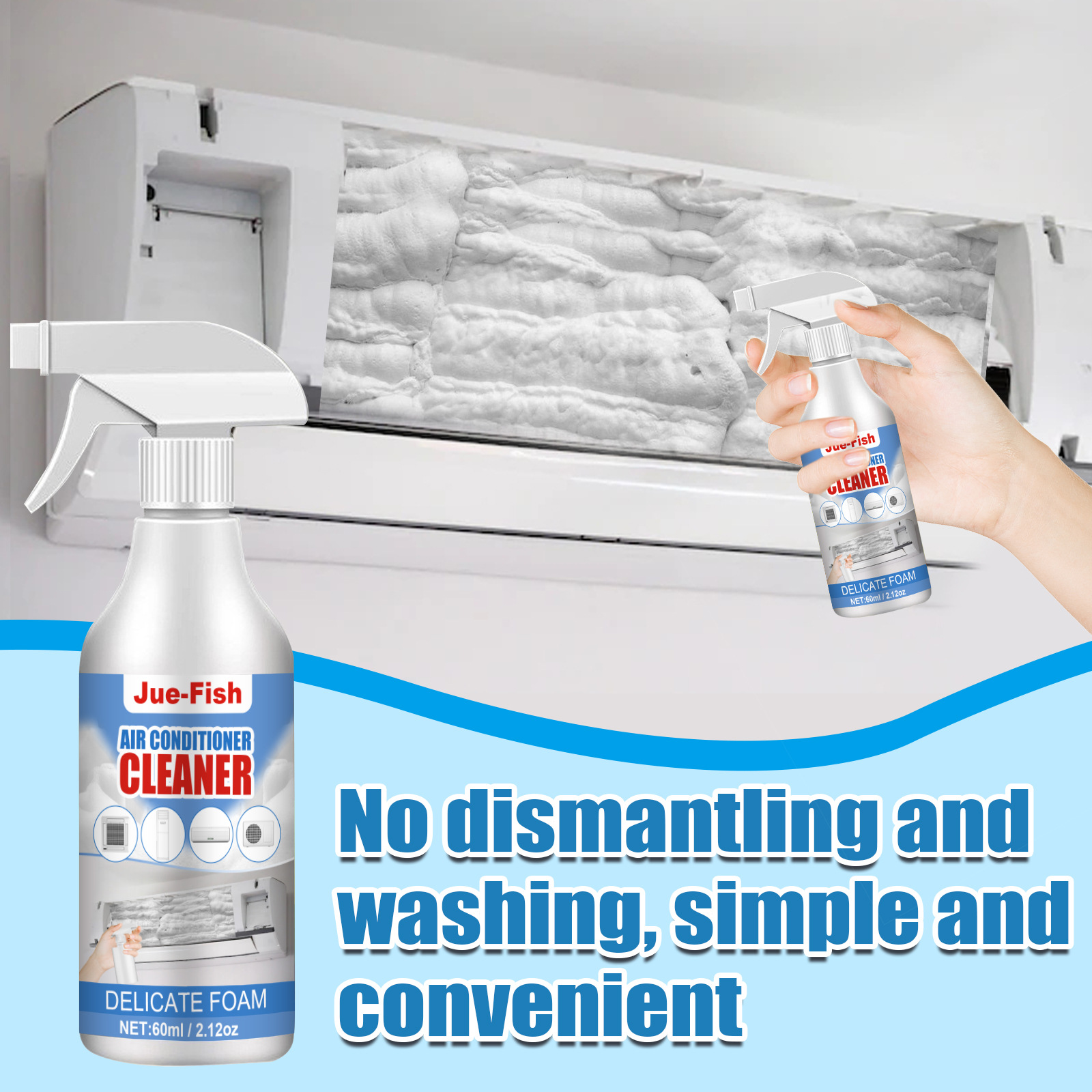 Jue-Fish Air Conditioner Cleaner Household Air Conditioner Hangup No Dismantling No Cleaning Air Conditioner Cleaning Deodorization and Descaling Foam
