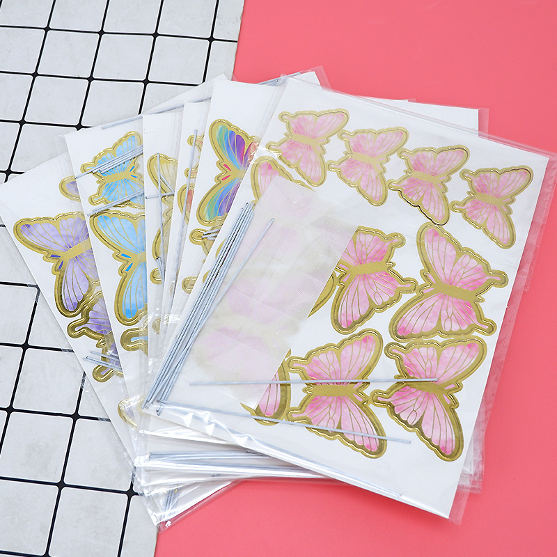 Baking cake decoration creative pink butterfly magic ball plug-in cake card insertion birthday party dress-up supplies
