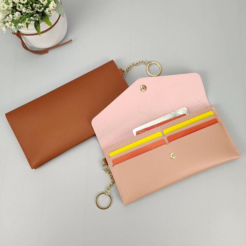 New Portable Women's Long Wallet Women's Hand Wallet Multi-Card Snaps Fashion Mobile Phone Bag Solid Color All-Match_voghion.com