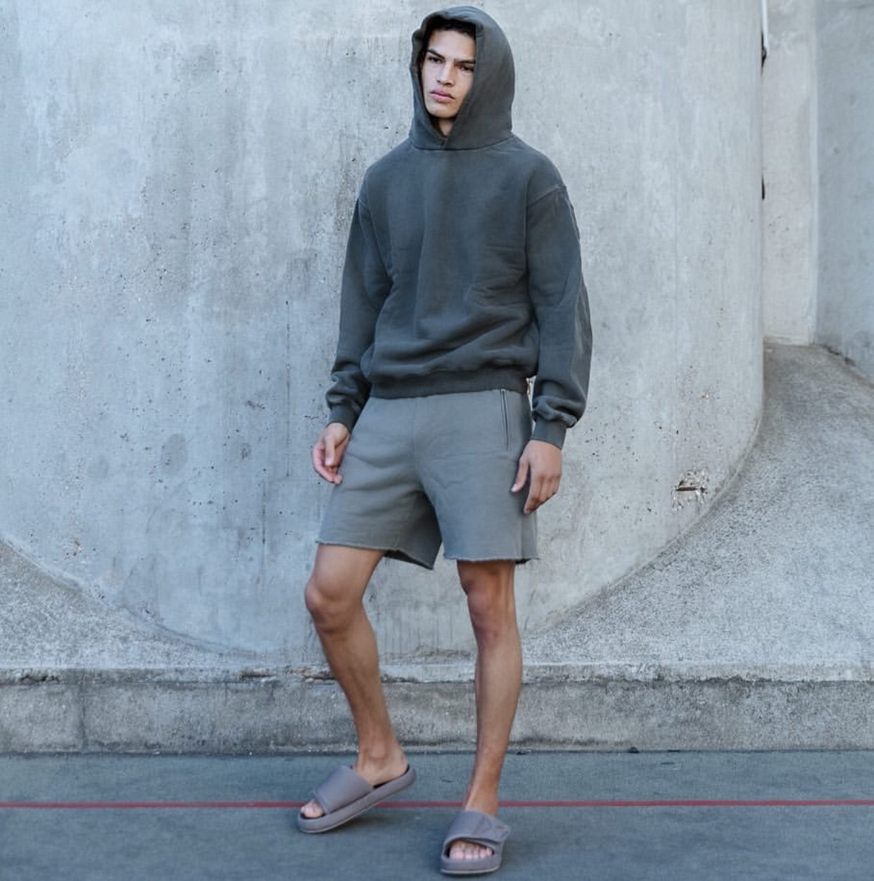 Cross-border KANYE coconut SEASON 6 KANYE pure cotton yeezy sports gray shorts men's high street Non-Fog