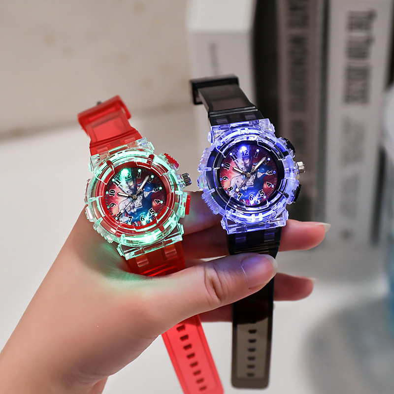 Cartoon children quartz flash watch led electronic luminous kindergarten students Ultraman luminous watch wholesale