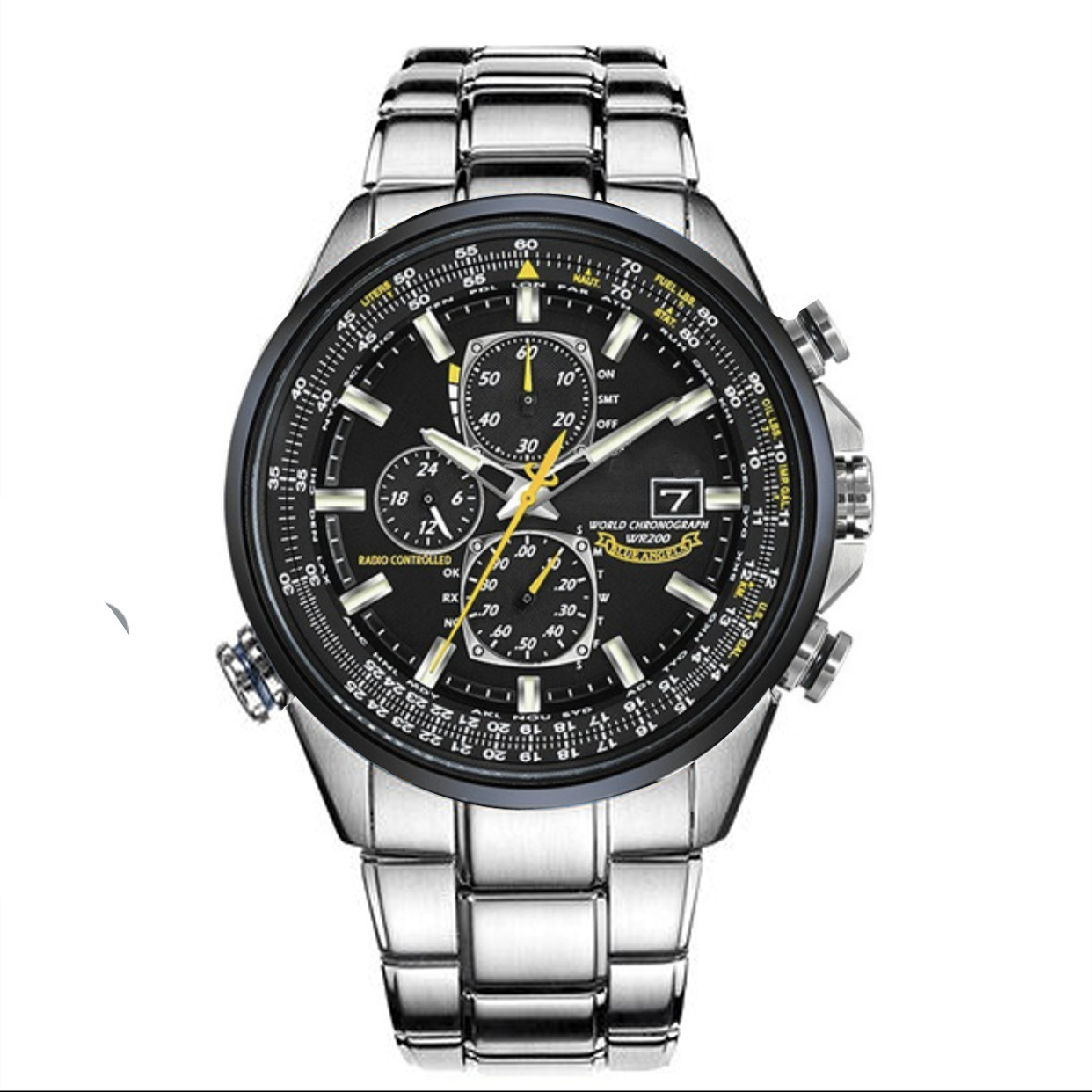 Blue Angel multi-function timing six-pin men's watch steel strap watch business three-eye fashion quartz watch