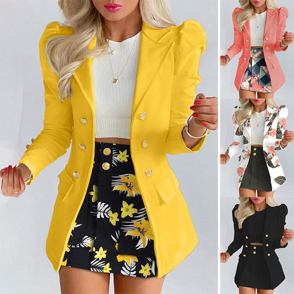 2024 Amazon Independent Station New Women's Autumn and Winter Elegant Commuter Fashion Casual Printed Long Sleeve Suit Skirt