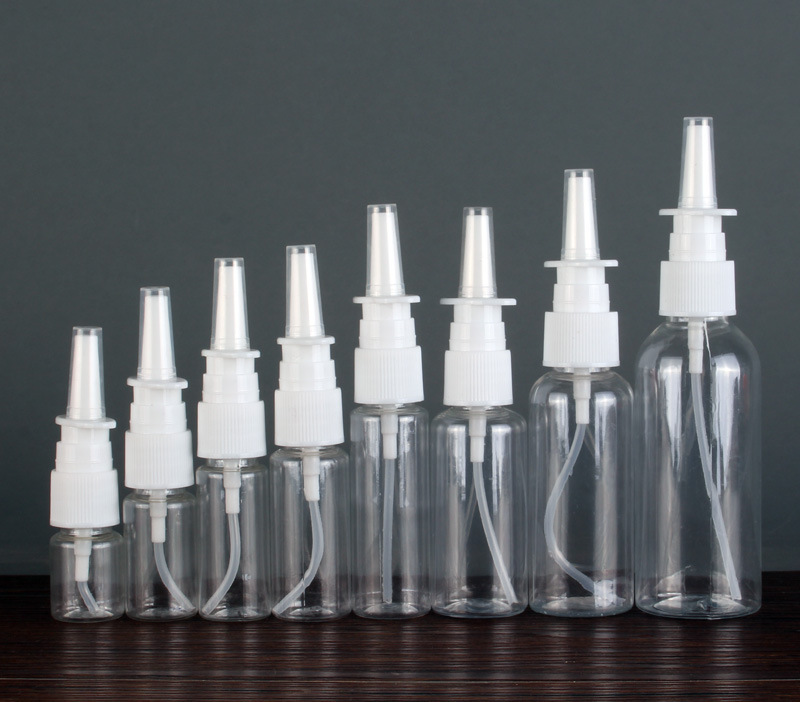 In stock wholesale 10 20 30ml straight spray bottle nasal spray bottle plastic spray bottle nose sprayer sub-bottle
