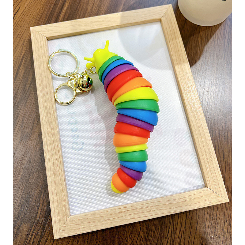 TikTok Explosive Car Color Pendant Fingertips Snail Slug Bag Toy Decompression Caterpillar Keychain Female
