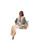 Europe and the United States cross-border 2025 new independent station AliExpress fashion personality printed Macaron linen long sleeve shirt suit
