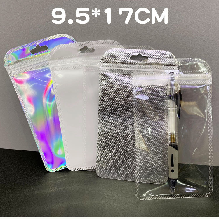 New 9*17 Plastic Self-sealing Pocket Translucent Collarbone Bag White Pearlescent Yin and Yang Bag Beauty Jewelry Packaging Bag