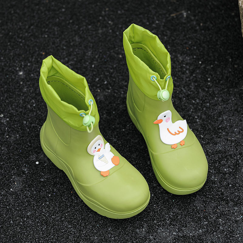 A generation of hair elastic rain boots Women's cute cartoon outside wear rain boots Japanese lightweight waterproof non-slip short tube water boots