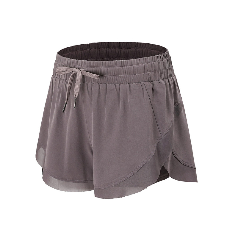 Summer Sports Shorts Women's Anti-walking Fake Two-piece Quick-drying Breathable Outer Wear Running Training Fitness Pants Yoga Shorts