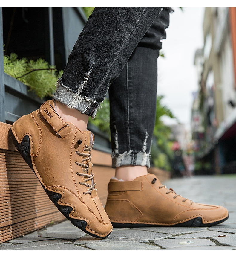 Cross-border Explosions Vinterfløyelsmartinstøvler Store størrelser Octopus Herre Varme Bomullssko Høye Herresportssko_voghion.com