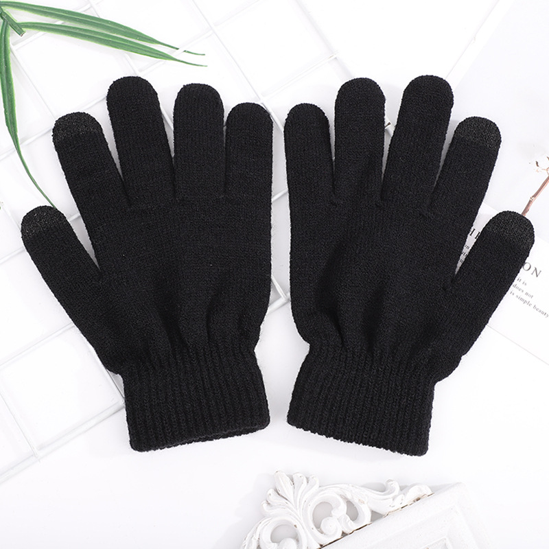 Men's winter padded brushed knitted touch screen gloves outdoor riding cold-proof warm game gloves factory direct batch_voghion.com