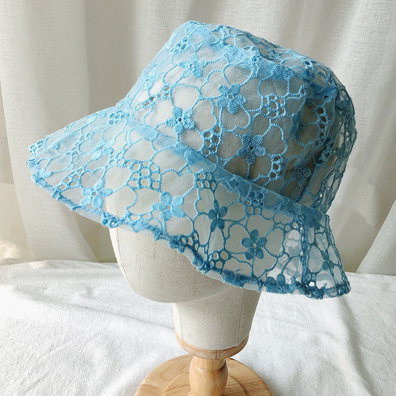 2022 Women's New Lace Fisherman Hat Korean-style All-match Trendy Summer Thin Flower Hollow-out Sunscreen Sun Hat