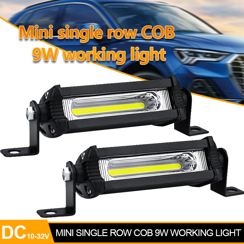 YGZ car LED work light small single row 7 inch COB 18W long strip light off-road vehicle ceiling light spotlight
