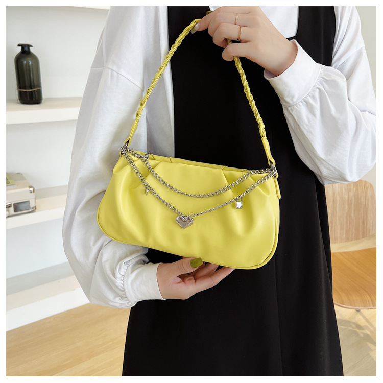 Niche Design Bag Women's Pleated Cloud Square Handbag Simple All-match Small Fresh Style Zipper Chain Underarm Bag_voghion.com