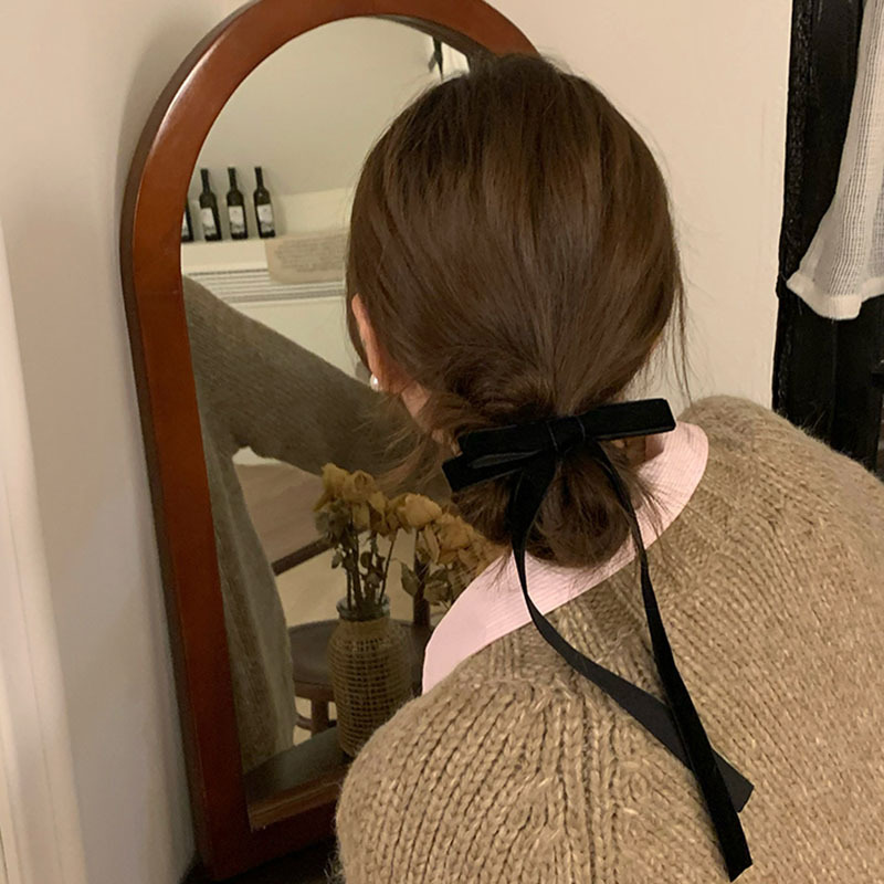 Samtband Schleife Haarnadel Damen Hinterkopf hochwertige sanfte Temperament Clip Haarnadel Haarschmuck Kopfschmuck Herbst und Winter_voghion.com