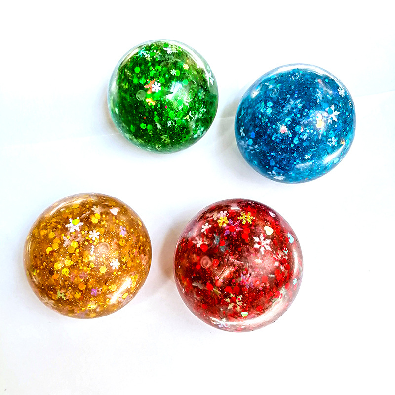 Cross-border new Christmas snowflake ball pinch Music soft glue sequins pectin slow rebound vent ball decompression toy