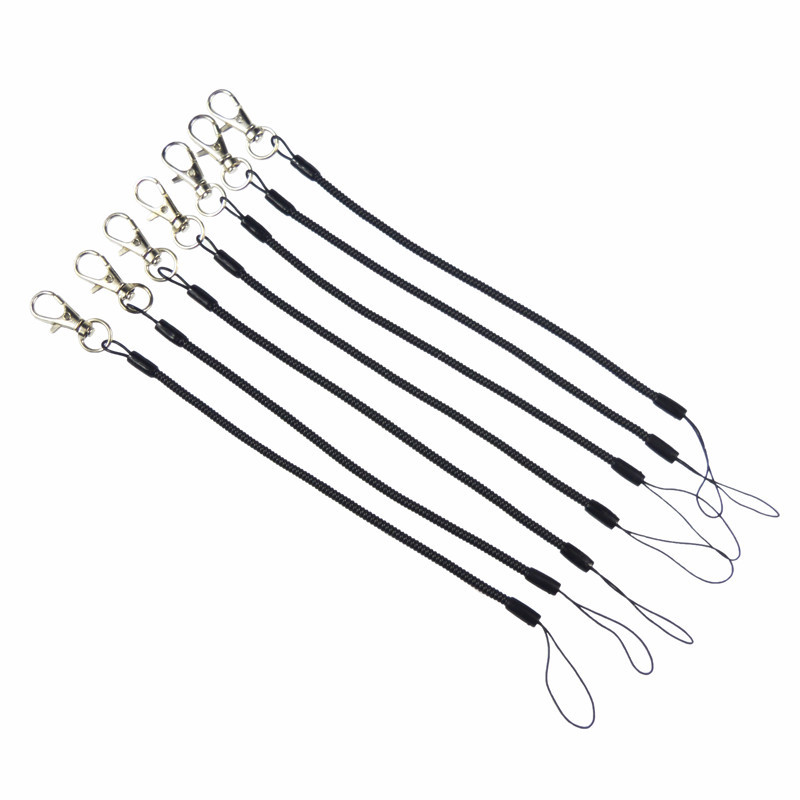 Extra fine plastic spring lanyard metal keychain mobile phone lanyard tool retractable lanyard ballpoint pen anti-lost