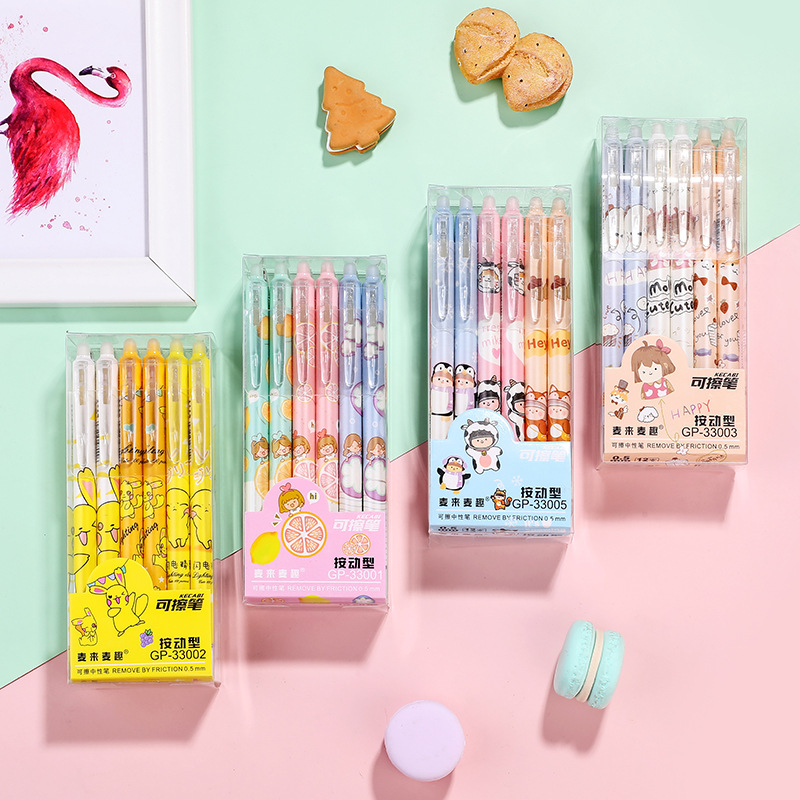 Cartoon Press Erasable Refill 0.5 Crystal Blue Color Friction Easy Erasable Hot Erasable Magic Erasable Student Bullet Gel Pen