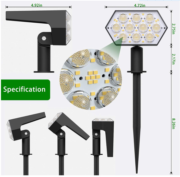92LED Solar New induction Lawn Spotlight garden light
