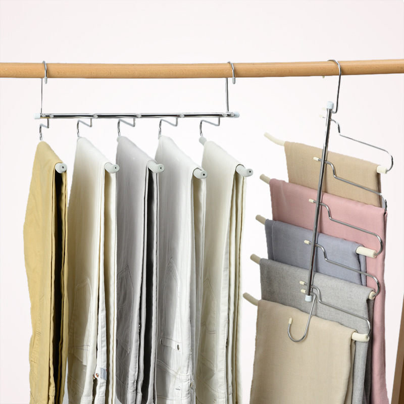Multifunctional folding multi-layer pants hanger wholesale non-slip metal storage hanger pants rack home Amazon exclusive