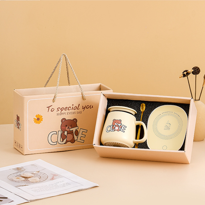 Warm Constant Temperature Cup Set Water Cup Ceramic Cup Cup Mug Gift Box Opening Creative Small Gift Accompanying Gift