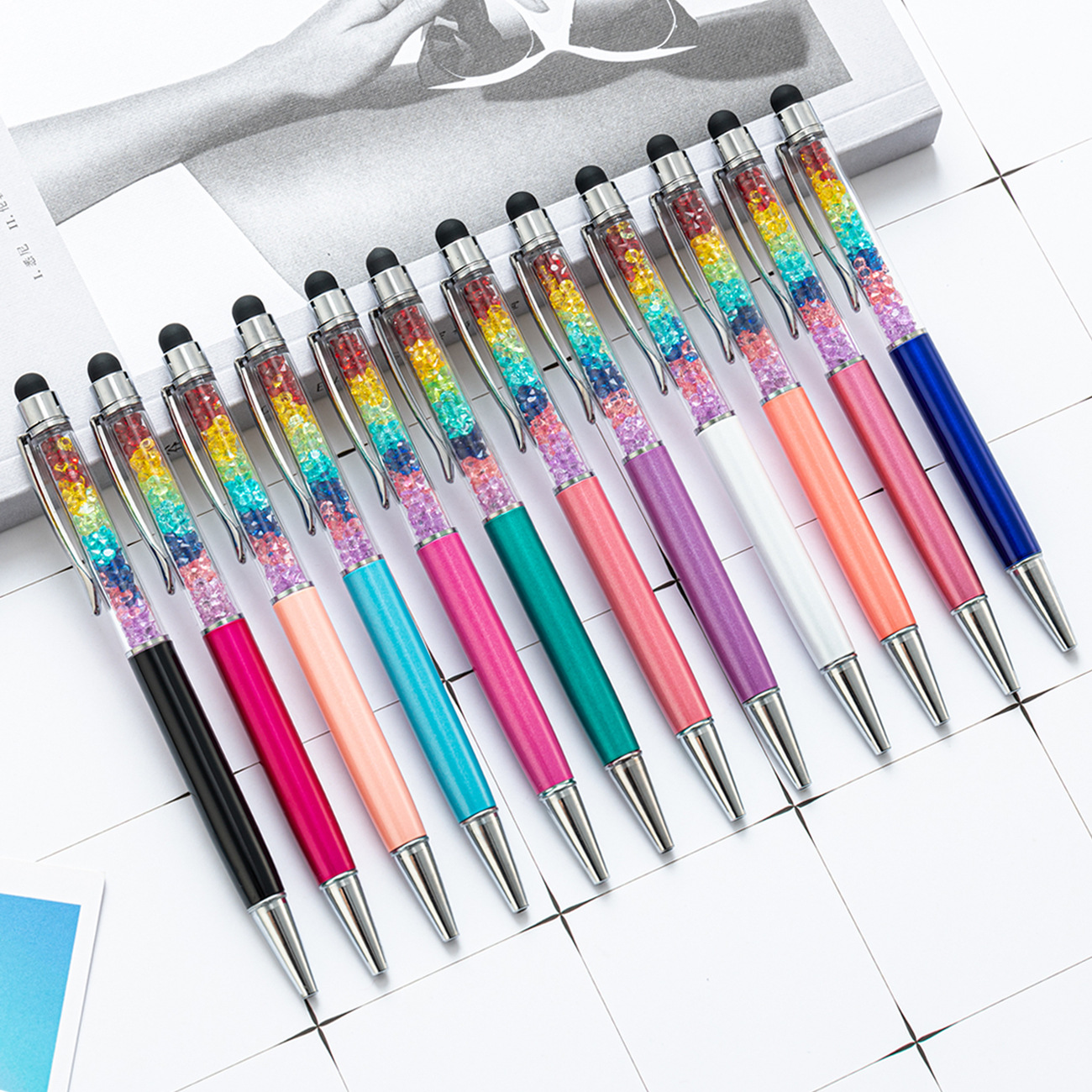 New Crystal Metal Ballpoint Pen Diamond Touch Screen Capacitance Pen Wholesale Advertising Metal Ballpoint Pen Printing logo