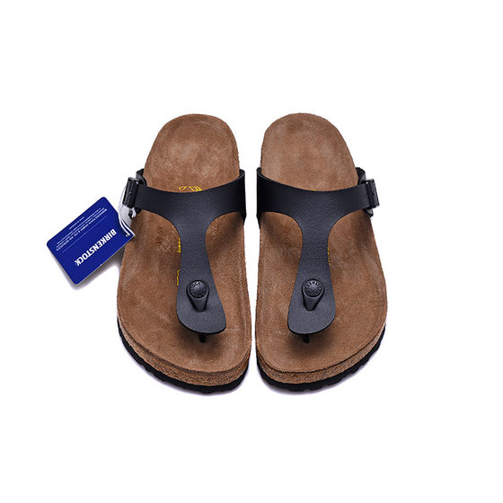 Cross-border Trade Wide BK Birkenstock Shoes Gizeh Flip-flops Sandals Birkenstock Cork Men's and Women's Beach Sandals Summer