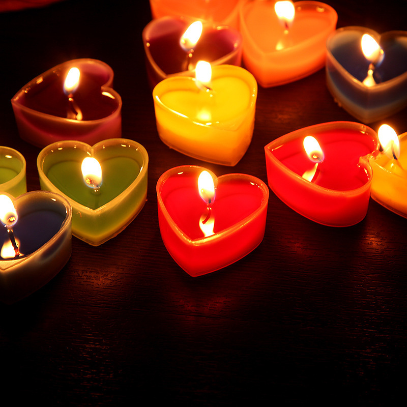 Factory wholesale heart-shaped candle romantic Tanabata Valentine's Day tea wax proposal figure word candle game props