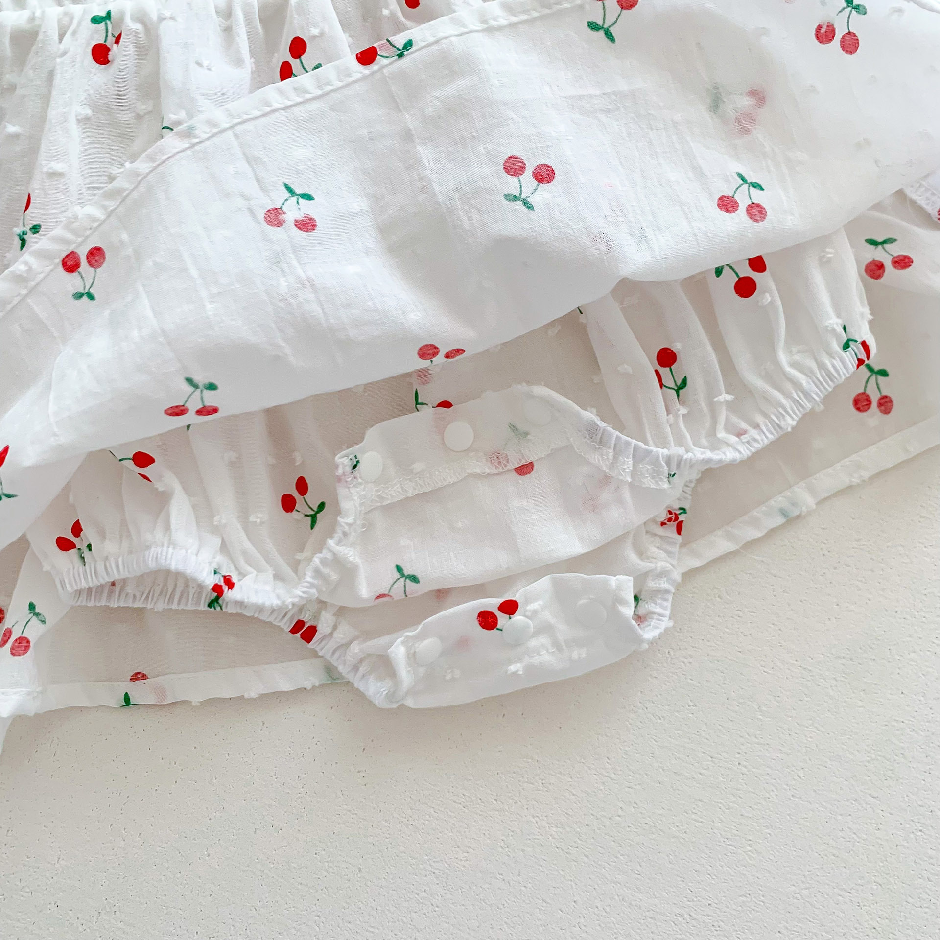 Baby Clothes Summer Thin Newborn Girl Baby Summer Clothes Bag Fart Clothes Climbing Clothes Princess Ha-Yi Cherry dress