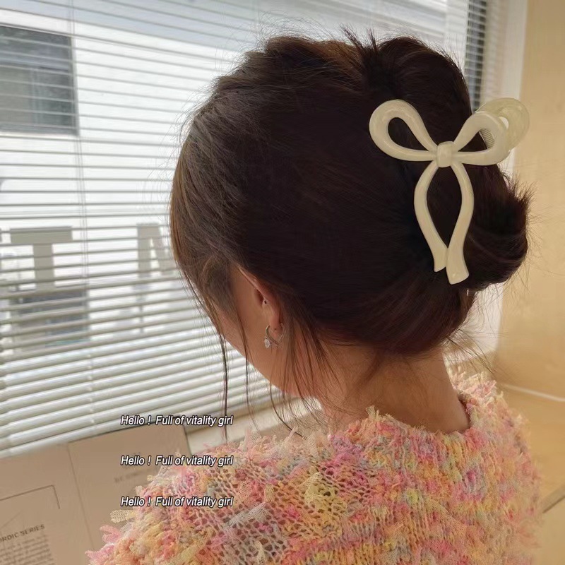 South Korea New elegant transparent small fresh jelly texture acrylic hairpin lady style bow plate hair grip_voghion.com